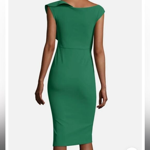 Chiara Boni Imani Asymmetric Ruffle Sheath Dress in Pavone - Picture 4 of 10